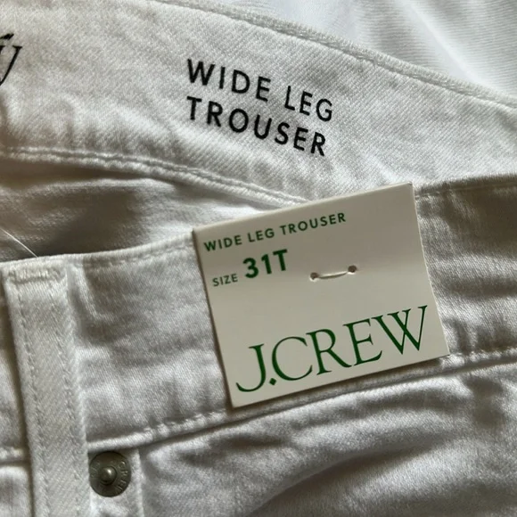 J.Crew The Tall High Rise Wide Leg Denim Trouser in White (31 Tall) - Picture 9 of 9